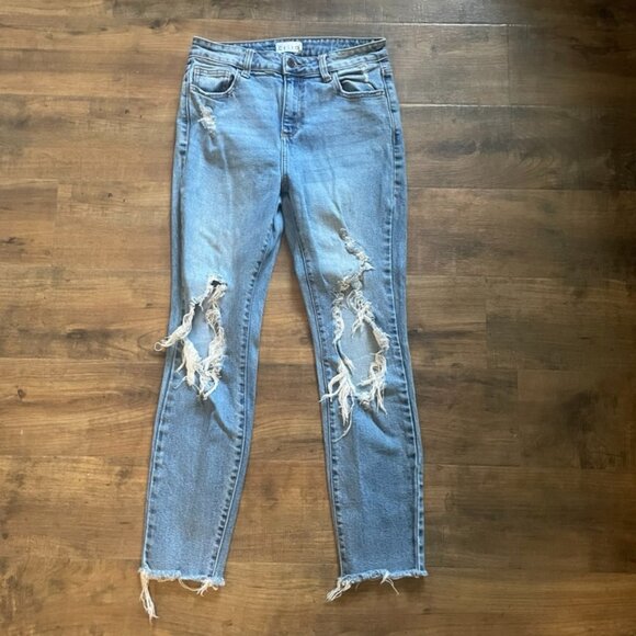 Cello High Rise Distressed Skinny Jeans Light Wash Raw Hem Size 5 - Picture 1 of 7